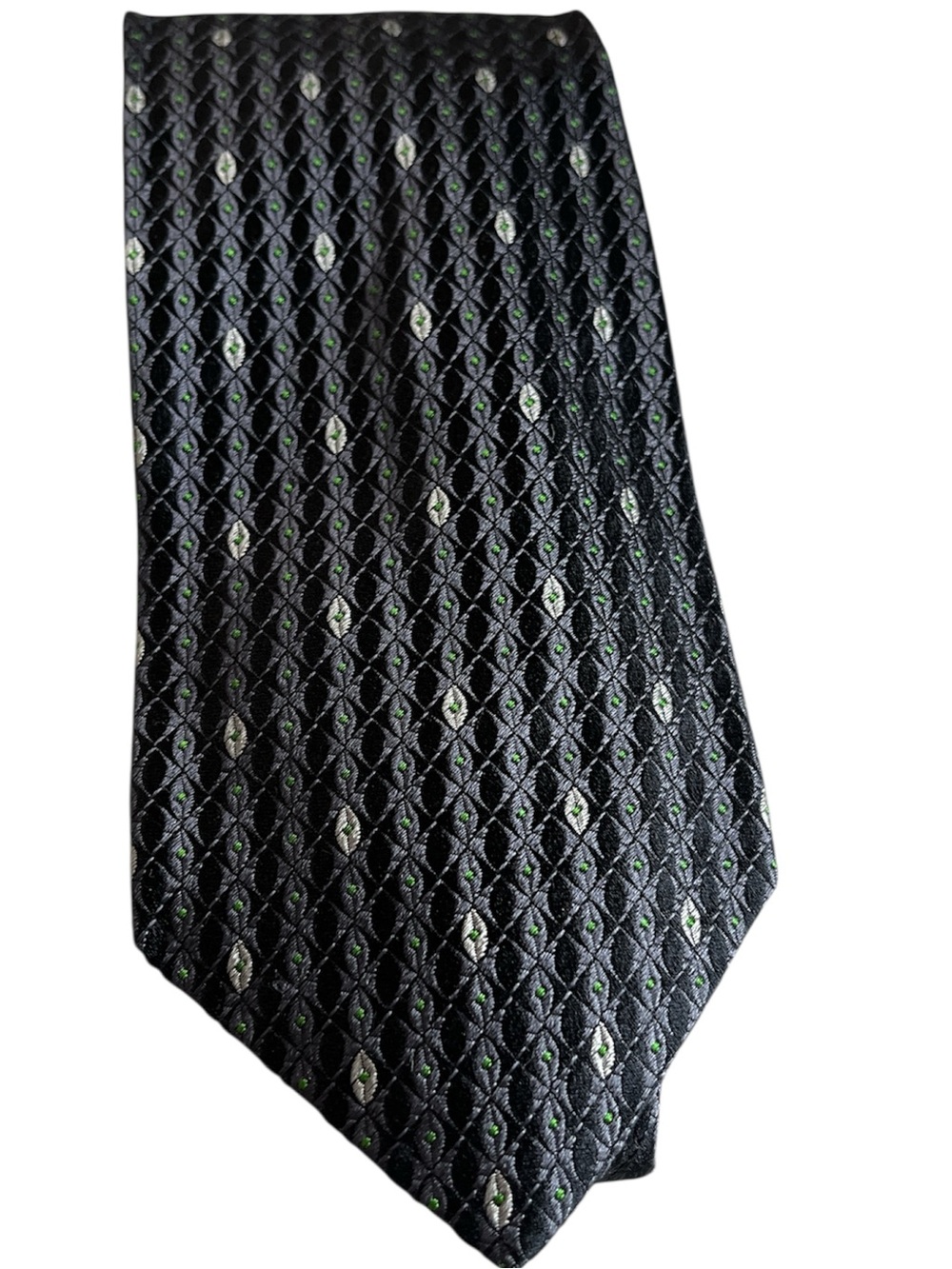 DOLCE & GABBANA Silk Made in Italy Vintage Tie Black Navy Silver Green